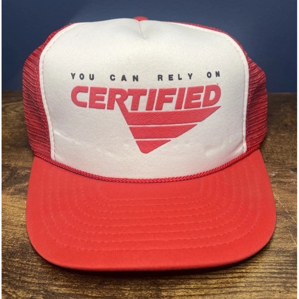 Vintage Certified Snapback Hat Mesh You Can Rely Red White Logo Baseball Cap